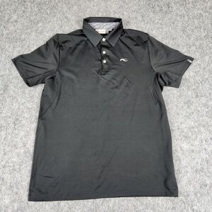 KJUS Soren Polo Shirt Mens XL 105 Black Solid Performance UPF 50 Golf‎ Walking